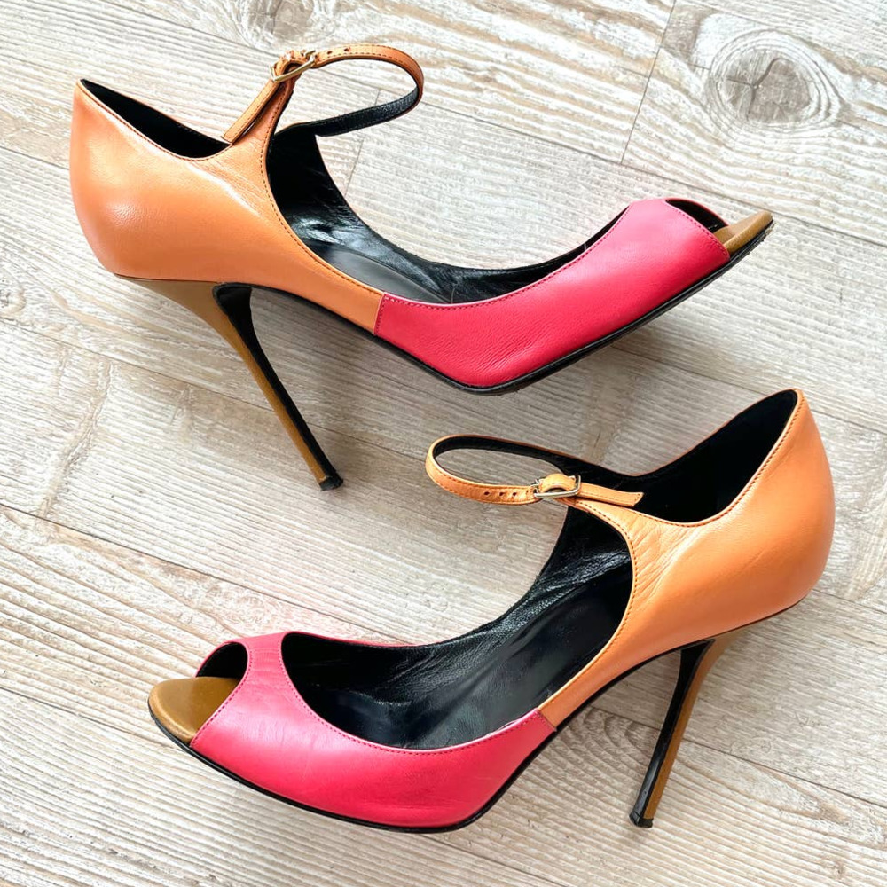 Pierre Hardy Colorblock Peep Toe Stiletto Pumps | Size 38